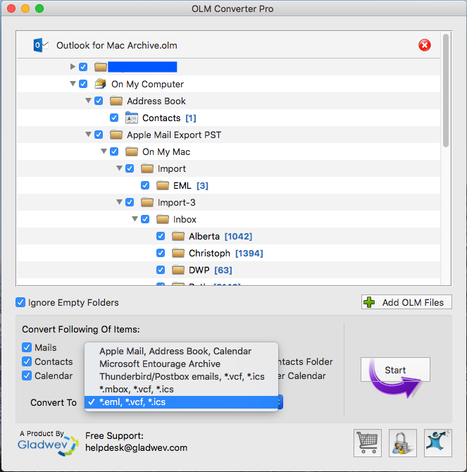 convert olm to eml