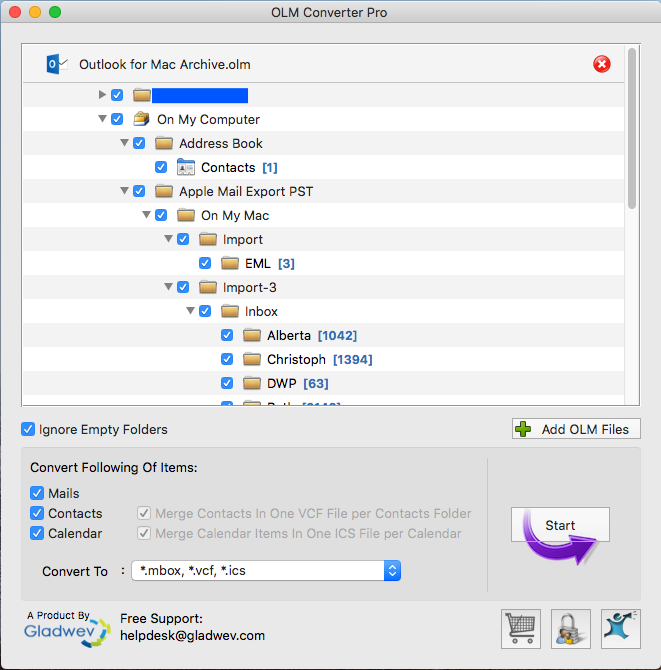 import olm to mbox format